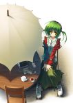  aoi_yuuji digital_media_player green_eyes green_hair ipod music tea umbrella 