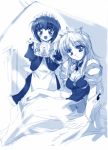  2girls blue feena_fam_earthlight gloves maid mia_clementis monochrome multiple_girls yoake_mae_yori_ruri_iro_na 