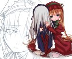  00s comforting hug kneeling rozen_maiden shinku suigintou tatsukichi tears 