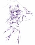  1girl female gohei hakurei_reimu monochrome purple seo_tatsuya solo touhou 