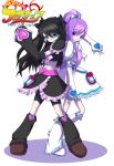  2girls back-to-back black_boots boots cosplay crossover cure_black cure_black_(cosplay) cure_white cure_white_(cosplay) fate/stay_night fate_(series) futari_wa_precure heart knee_boots magical_girl matou_sakura multiple_girls parody precure siblings sisters tohsaka_rin white_boots 
