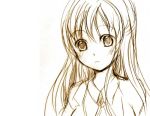  1girl brown code_geass long_hair lowres monochrome shirley_fenette sketch solo 