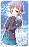  cardigan nagato_yuki nomura_teruya scarf snow snowflakes snowing suzumiya_haruhi_no_yuuutsu 