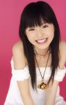  1girl black_hair highres hirano_aya jewelry necklace photo real_life seiyuu smile solo 