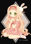  blonde_hair green_eyes hair_ribbon long_hair rabbit ribbon tokumi_yuiko 