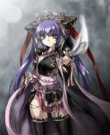  1girl armor japanese_clothes kimono long_hair matsukura_nemu purple_hair samurai sangokushi_taisen solo sword thigh-highs touhaku twintails violet_eyes weapon 