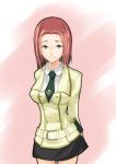  1girl code_geass female green_eyes kallen_stadtfeld looking_at_viewer necktie redhead short_hair solo soumi_shizuru standing uniform 