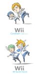  2boys blonde_hair blue_hair game_console green_hair hood hoodie long_image male_focus multiple_boys nintendo product_placement spiky_hair tall_image what wii 