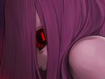  1girl bare_shoulders crazy_eyes creepy evil eyes face fate/stay_night fate_(series) hair_over_one_eye long_hair purple_hair red red_eyes rider slit_pupils solo 