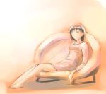  1girl barefoot closed_eyes couch feet ikeda_jun_(mizutamari) original sitting sketch sleeping solo toes white_upholstery 