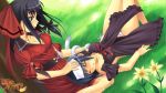  2girls black_hair blue_eyes blue_hair closed_eyes ikeda_yasuhiro mugen_no_fantasia multiple_girls panties side-tie_panties sleeping underwear 