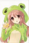  1girl absurdres animal_costume asahina_mikuru brown_eyes brown_hair food frog_costume fruit highres holding holding_fruit itou_noiji lemon solo suzumiya_haruhi_no_yuuutsu 