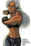  1girl bike_shorts dark_skin fingerless_gloves gloves long_hair lowres muscle silver_hair solo sports_bra toned vanessa_lewis virtua_fighter white_hair 