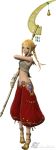  1girl 3d absurdres barefoot bell blonde_hair blue_eyes braid feathers feet final_fantasy final_fantasy_xii final_fantasy_xii_revenant_wings highres long_image midriff penelo simple_background solo staff standing tall_image twin_braids weapon white_background 