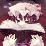  1girl book brown_eyes brown_hair female lowres ooba_kagerou patchouli_knowledge solo touhou 