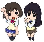  animated animated_gif chibi dancing kaminagi_ryouko lowres misaki_shizuno school_uniform serafuku transparent_background zegapain 