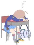  1girl ahoge bag desk duffel_bag fourthcape gakuen_utopia_manabi_straight! misaki_takahiro sleeping solo uehara_mutsuki zzz 