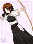  1girl archery bow_(weapon) brown_eyes brown_hair fate/stay_night fate_(series) mitsuzuri_ayako short_hair solo weapon 