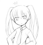 1girl angry long_hair lowres monochrome necktie nu_(plastic_eraser) shirt simple_background sketch solo twintails 
