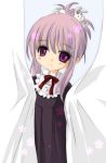  00s 1girl chibi chikage_(sister_princess) curtain_grab curtains looking_at_viewer purple_hair rabbit short_hair sister_princess solo 