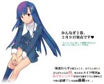  1girl blue_hair cross footwear kannagi long_hair nun official_art purple_hair redhead simple_background socks solo takenashi_eri zange 