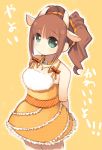  1girl animal_ears brown_hair cute_&amp;_girly_(idolmaster) dress green_eyes horns idolmaster jewelry kashiwamochi_yomogi necklace ribbon solo takatsuki_yayoi twintails 