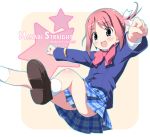  1girl amamiya_manami bow gakuen_utopia_manabi_straight! kantoku pink_bow plaid plaid_skirt school_uniform serafuku skirt solo 