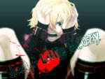  1boy blonde_hair blood crazy hair_over_one_eye male_focus rin_(character) rin_(togainu_no_chi) solo togainu_no_chi true_blood 