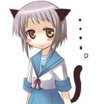  ... 1girl animal_ears cat_ears cat_tail chibi lowres nagato_yuki simple_background solo suzumiya_haruhi_no_yuuutsu tail 