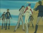  1girl 5boys 80s animated animated_gif bes_jordan bright_slap densetsu_kyojin_ideon gije_zaral karala_ajiba lowres multiple_boys oldschool slapping 