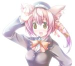  1girl animal_ears cat_ears cat_tail fang kashi original simple_background solo tail 