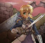  1girl ahoge armor blonde_hair fate/stay_night fate_(series) green_eyes saber solo sword weapon 