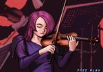  1girl atlus ending gouketsuji_ichizoku groove_on_fight instrument musician otogiri_remi purple_hair screencap solo violin 