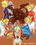  5girls angel_wings blonde_hair blue_boots blue_eyes boots breath_of_fire breath_of_fire_i breath_of_fire_ii breath_of_fire_iii breath_of_fire_iv breath_of_fire_v chocolate dragon green_eyes happy_valentine lowres multiple_girls nina_(breath_of_fire_i) nina_(breath_of_fire_ii) nina_(breath_of_fire_iii) nina_(breath_of_fire_iv) nina_(breath_of_fire_v) pantyhose red_wings valentine white_wings wings 