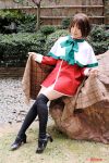  1girl asian cosplay kanon kipi-san looking_at_viewer misaka_shiori misaka_shiori_(cosplay) outdoors photo real_life red_skirt skirt solo thigh-highs 