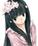  1girl black_eyes black_hair cherry_blossoms e-rine-rin female flower houraisan_kaguya long_hair solo touhou 