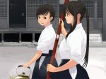  2girls hakama japanese_clothes kiriman_(souldeep) multiple_girls original sword weapon 