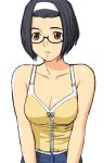  1girl breasts cleavage glasses hairband lowres original solo yizumi 