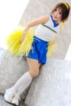  1girl asian brown_hair cheerleader cosplay dutch_angle kipi-san pantyhose photo real_life short_hair solo suzumiya_haruhi suzumiya_haruhi_(cosplay) suzumiya_haruhi_no_yuuutsu 