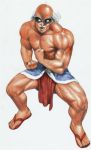  1boy atlus gouketsuji_ichizoku kokuin_kanji kokuuin_kanji loincloth lowres male_focus muscle official_art old_man pose solo what 