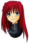  00s 1girl aozaki_aoko blue_eyes blush buttons collar face long_hair looking_at_viewer redhead simple_background smile solo tsukihime white_background yae_shiragi 