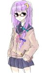  1girl alternate_costume crescent crescent_hair_ornament female hair_ornament long_hair lowres no_hat no_headwear patchouli_knowledge purple_hair school_uniform serafuku sketch solo tadano_kagekichi touhou 