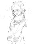  1girl glasses monochrome original scarf school_uniform serafuku simple_background sketch solo yu_65026 