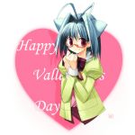  1girl animal_ears antenna_hair cat_ears fujishiro_touma glasses happy_valentine solo valentine 