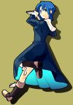  00s 1girl blue_eyes blue_hair boots ciel dress simple_background solo tsukihime 