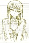  1girl glasses kusanagi_tonbo monochrome original sketch solo yellow 
