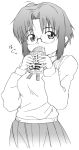  00s 1girl bread ciel curry face food hands monochrome simple_background solo tsukihime yamaguchi_homupe 