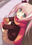  1girl aoyama_asuka original red_scarf scarf solo thigh-highs valentine 