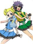  2girls blonde_hair blue_eyes bow goutokuji_miyako green_eyes hair_bow matsubara_kaoru multiple_girls powered_buttercup powerpuff_girls powerpuff_girls_z rolling_bubbles ttuunn 