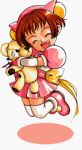  1girl atlus chibi gouketsuji_ichizoku groove_on_fight hananokouji_popura official_art simple_background stuffed_animal stuffed_toy teddy_bear 